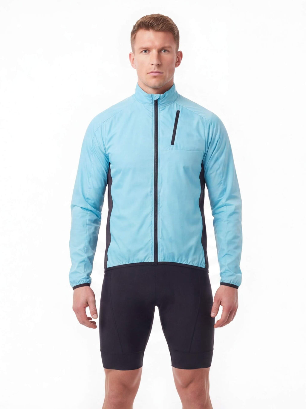 Lightweight Cycling Shell with Chest Pocket and Drop Tail