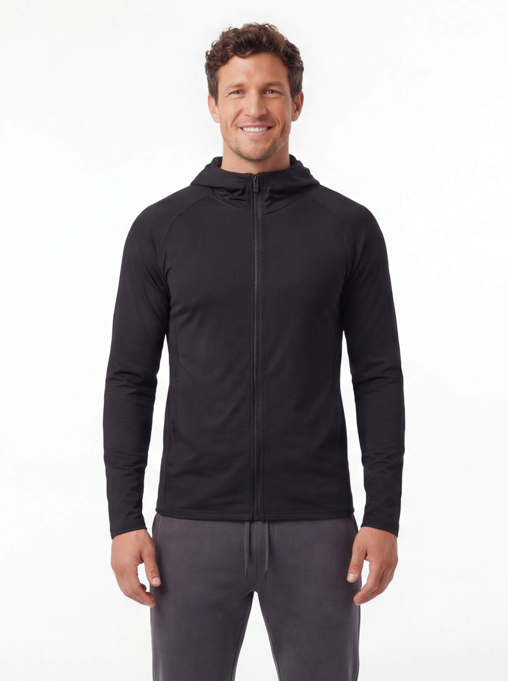 Zip-Up Hooded Fitness Jacket with Athletic Fit