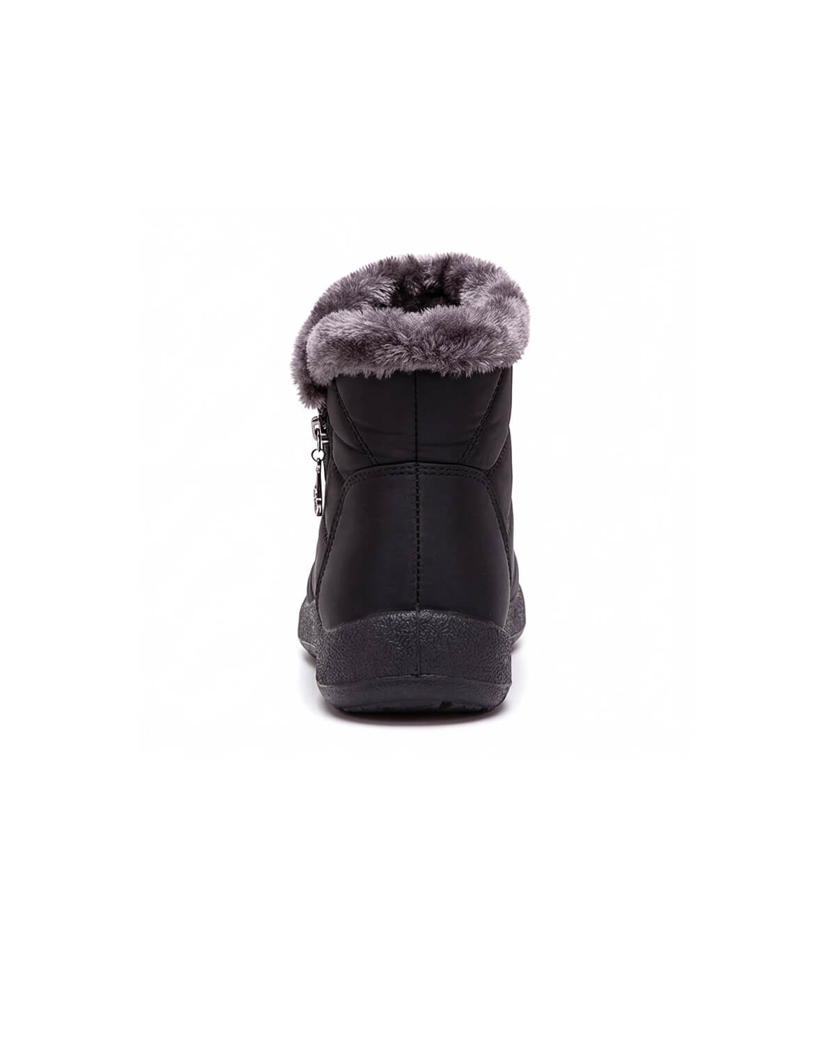 Plush-Lined Zip Winter Ankle Boots with Tread