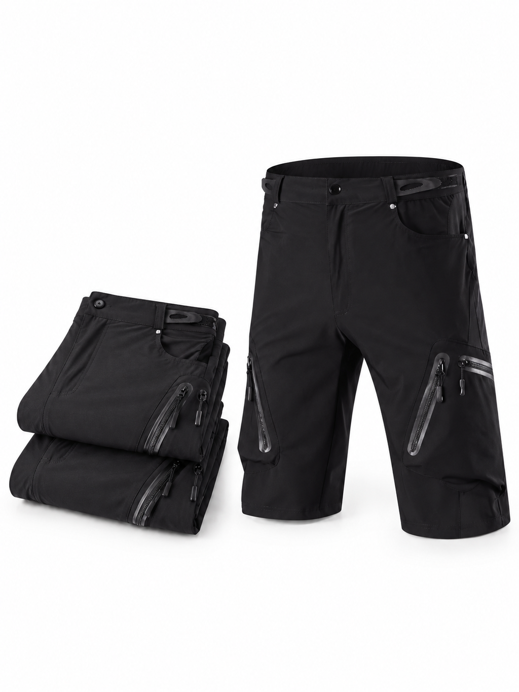 Mountain Bike Cargo Shorts with Zippered Pockets 3-Pack