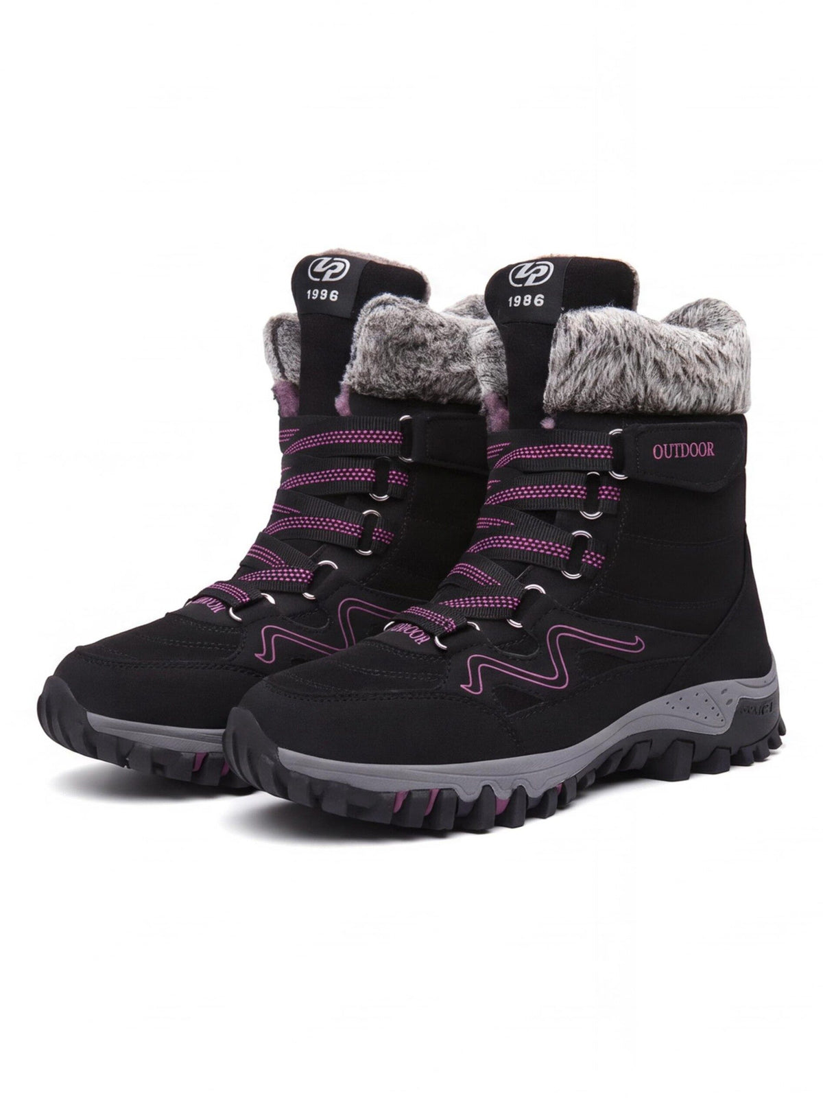 High-Cut Snow Boots with Ankle Strap