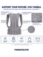 Adjustable Upper-Back Posture Support with Ventilated Mesh