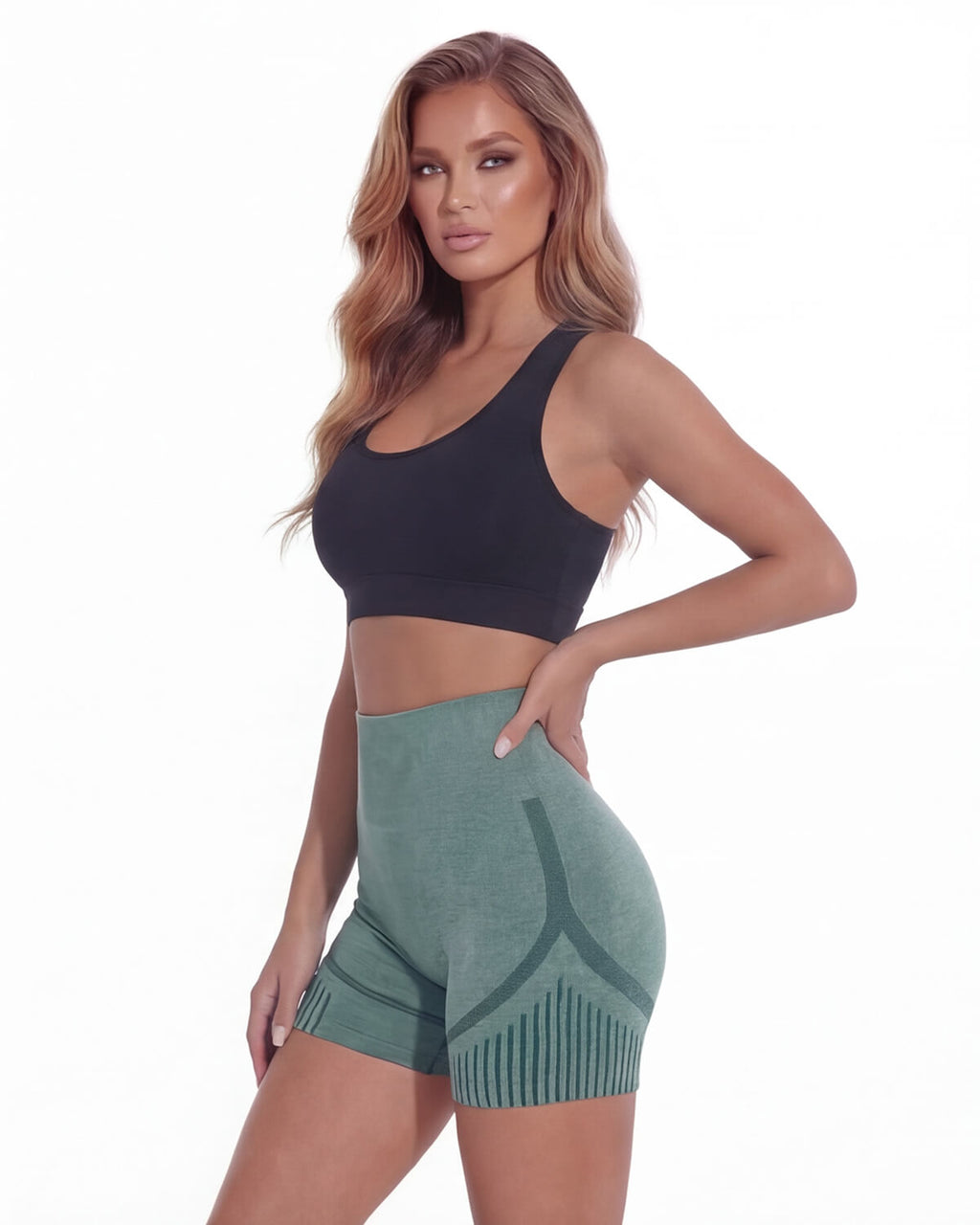 High-Waisted Seamless Training Shorts with Contour Panels