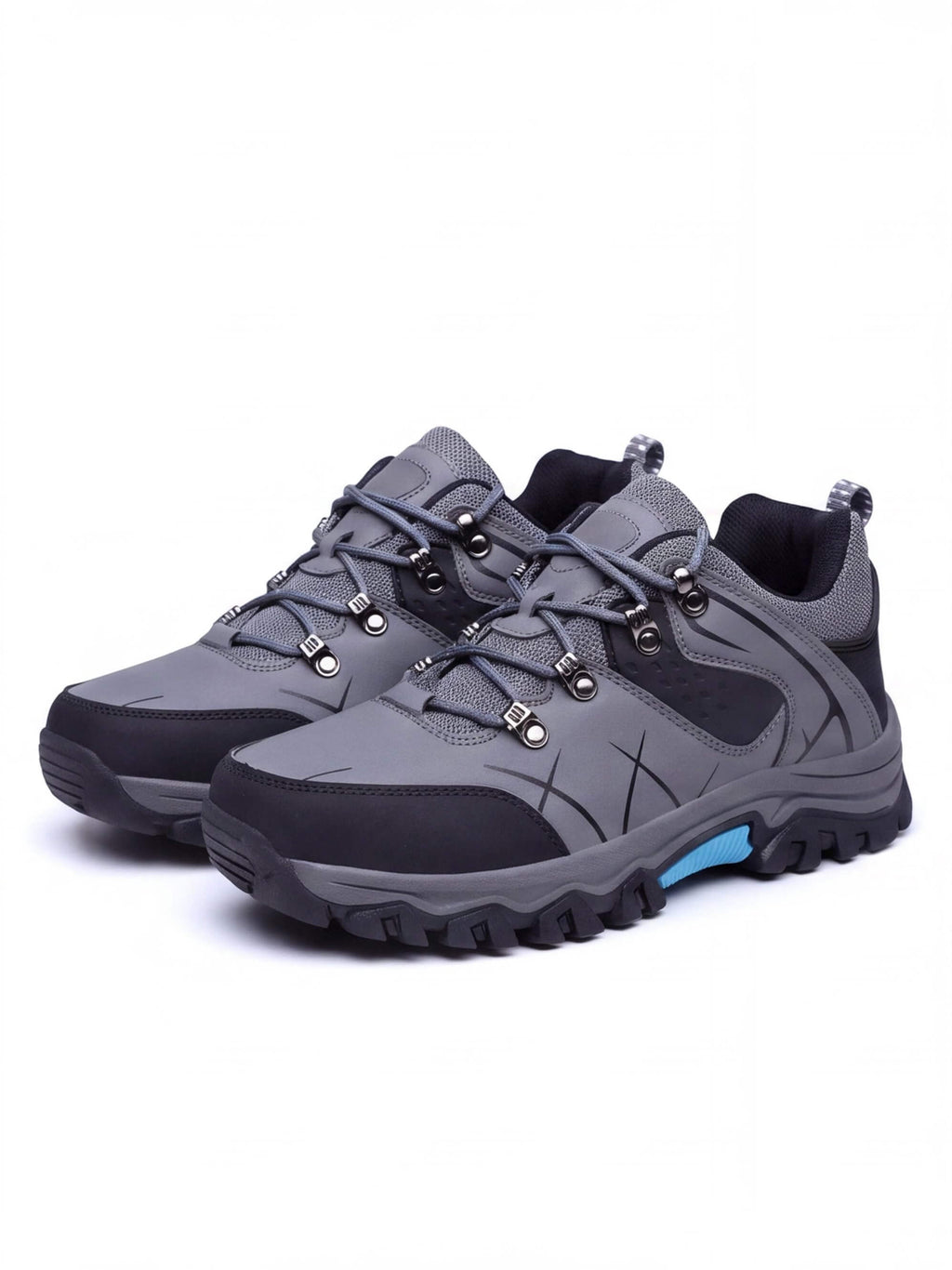 Rugged Low-Cut Hiking Shoes with Metal Eyelet Lacing