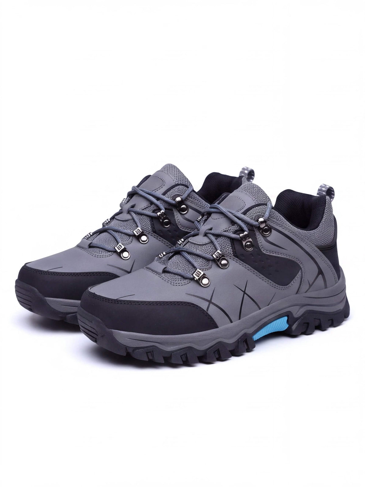 Rugged Low-Cut Hiking Shoes with Metal Eyelet Lacing