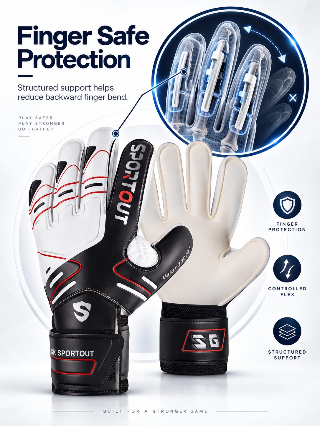 Finger-Save Soccer Goalkeeper Gloves