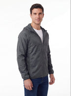 Hooded Waterproof Jacket with Full-Zip Front