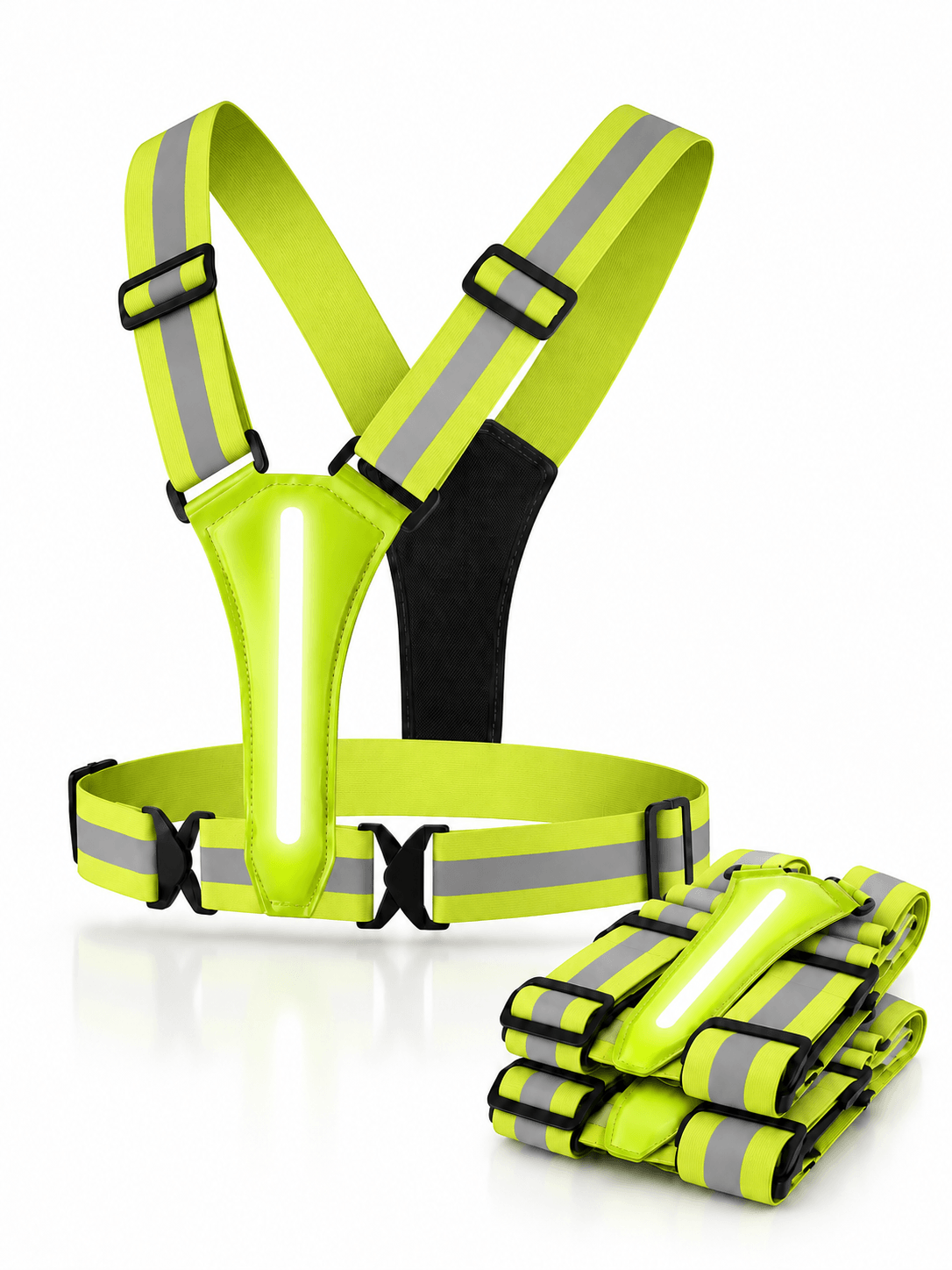 LED Reflective Running Safety Vest 3-Pack - USB Rechargeable