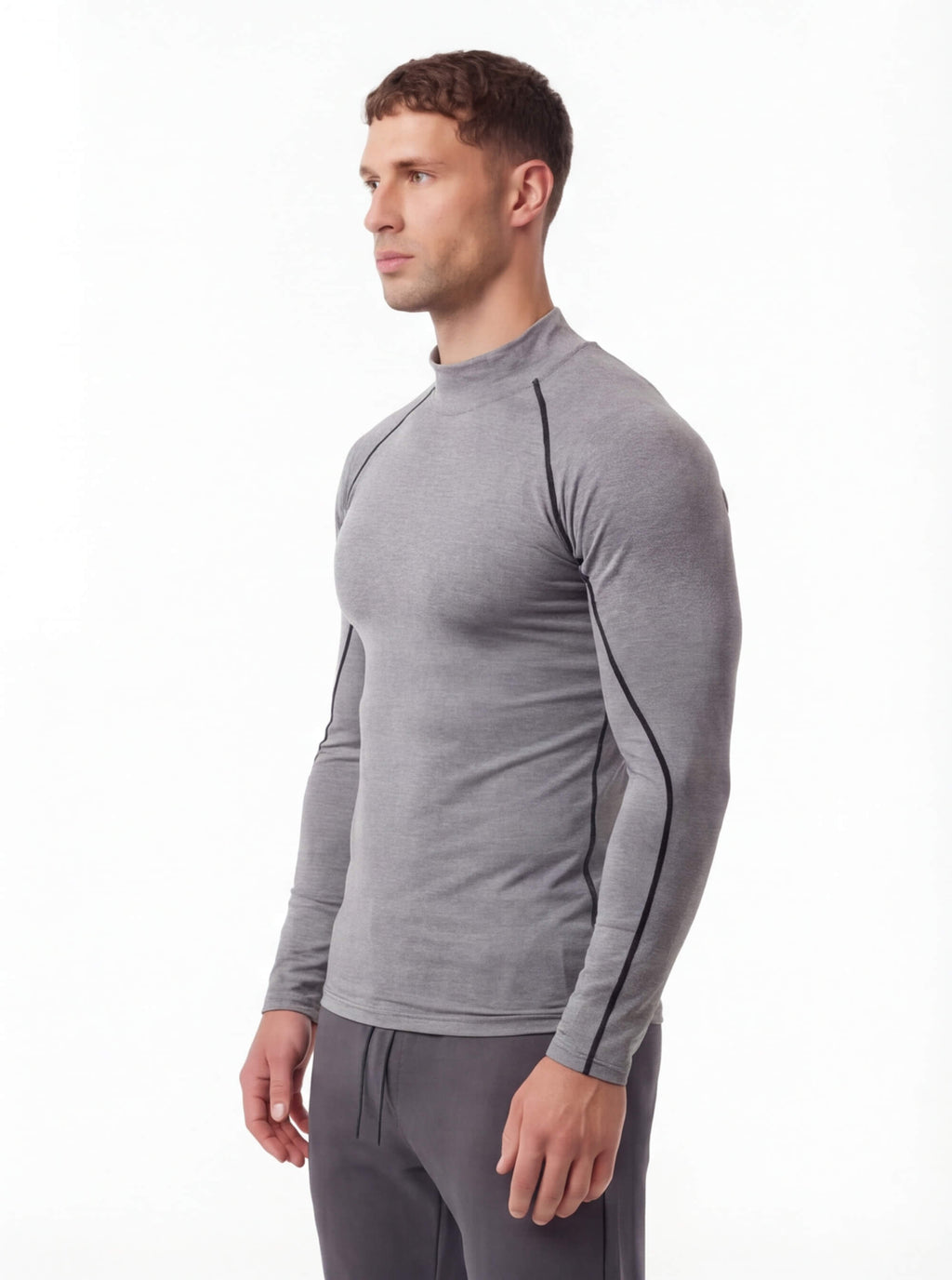 Muscle-Fit Long Sleeve Training Top with Mock Neck