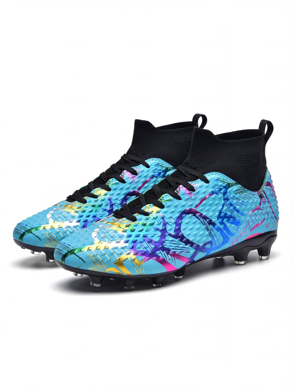 Soccer Cleats with Knit Collar and Textured Upper
