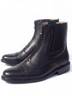 Equestrian Paddock Boots with Front Zipper and Stretch Panel