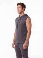 Men's Sleeveless Hoodie Training Top with Drawcord Hood