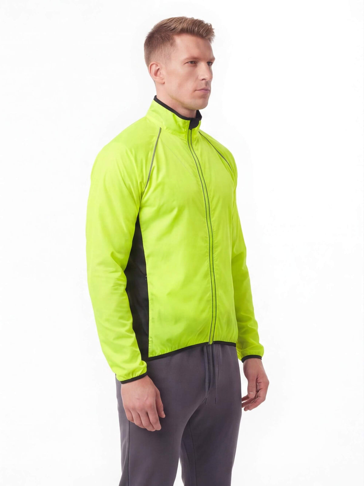 Cycling Windbreaker Jacket with Full Zip and Drop Hem