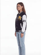 Varsity Baseball Jacket with Snap Front and Patches
