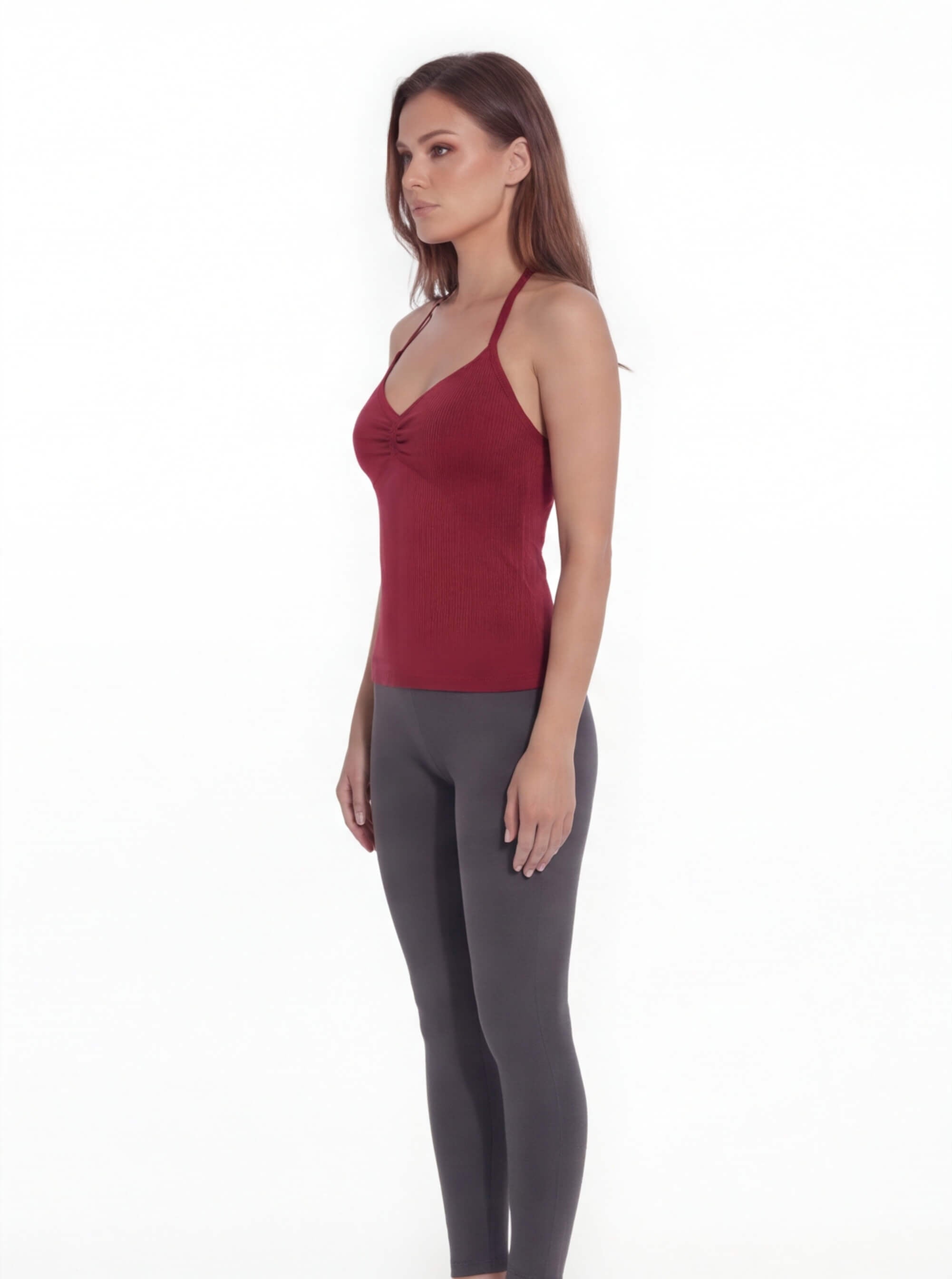 Women’s Backless Halter Gym Top with Adjustable Tie