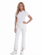 Golf Pants with Front Slit Hem and Belt Loops
