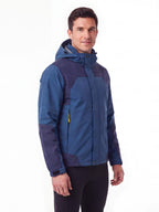Hooded Cycling Jacket with Zippered Pockets and Reinforced Panels