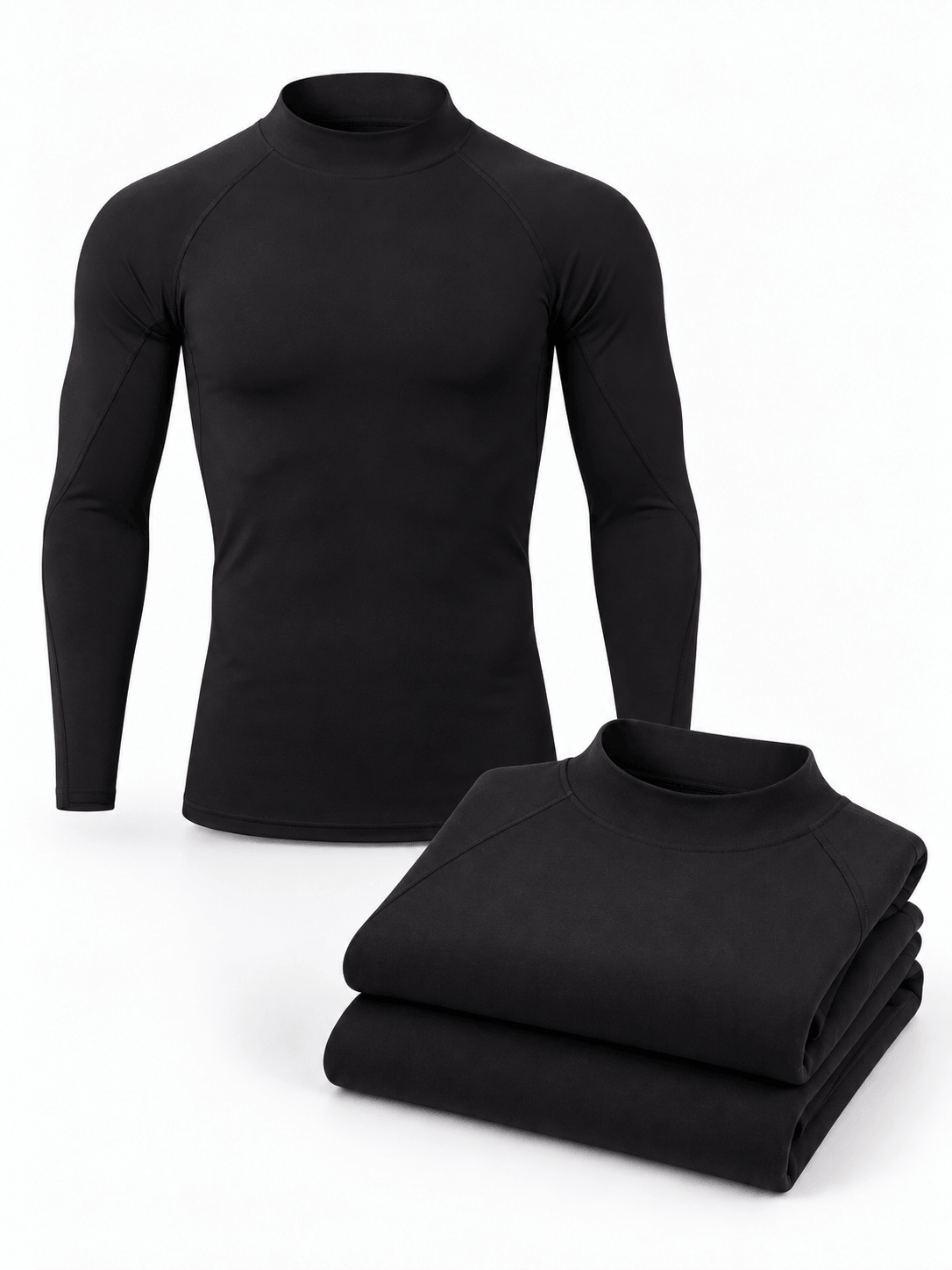 Muscle Fit Long Sleeve Training Shirt 3-Pack - Mock Neck