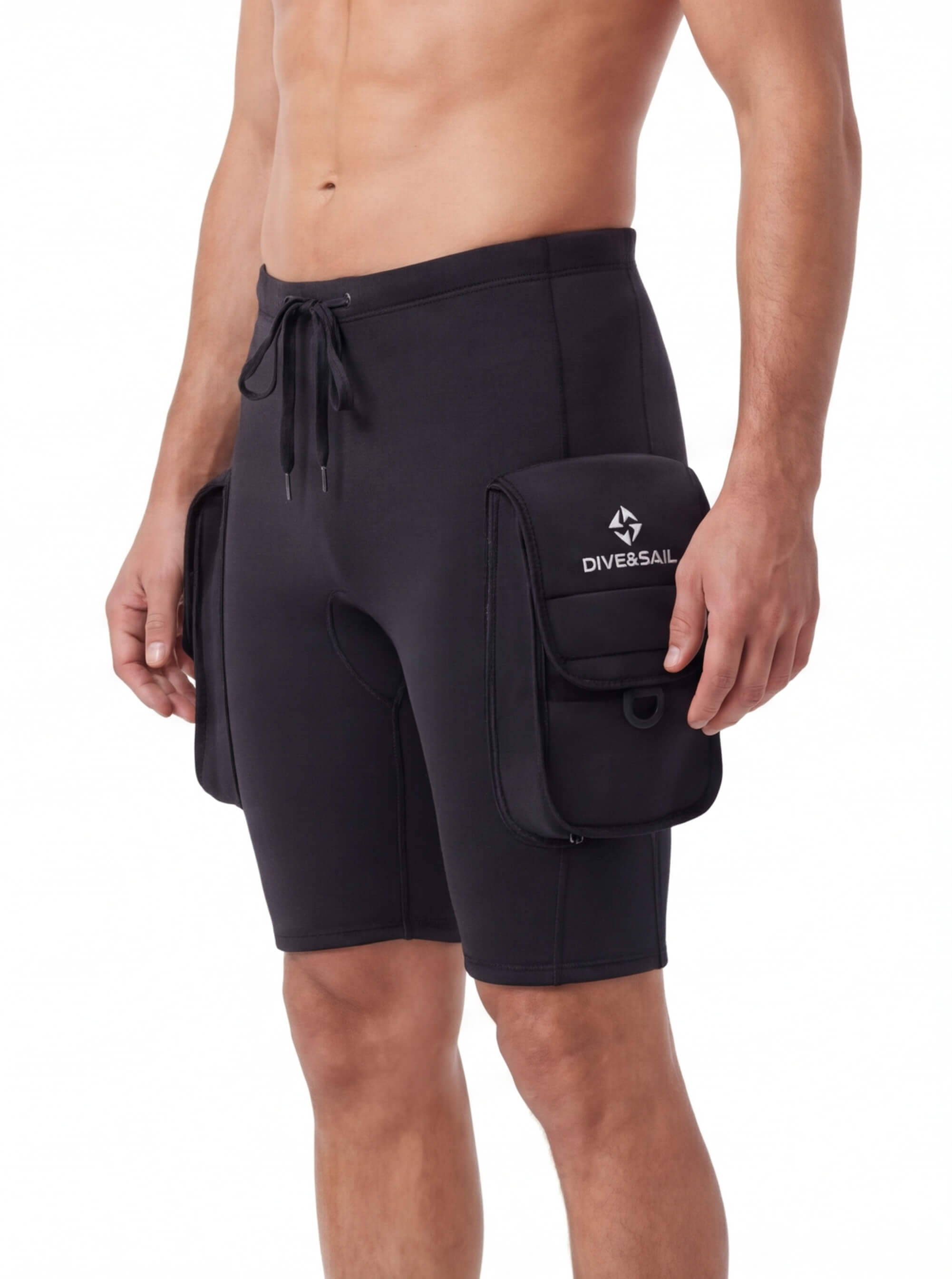 Men's Wetsuit Shorts with Cargo Pockets and Drawstring