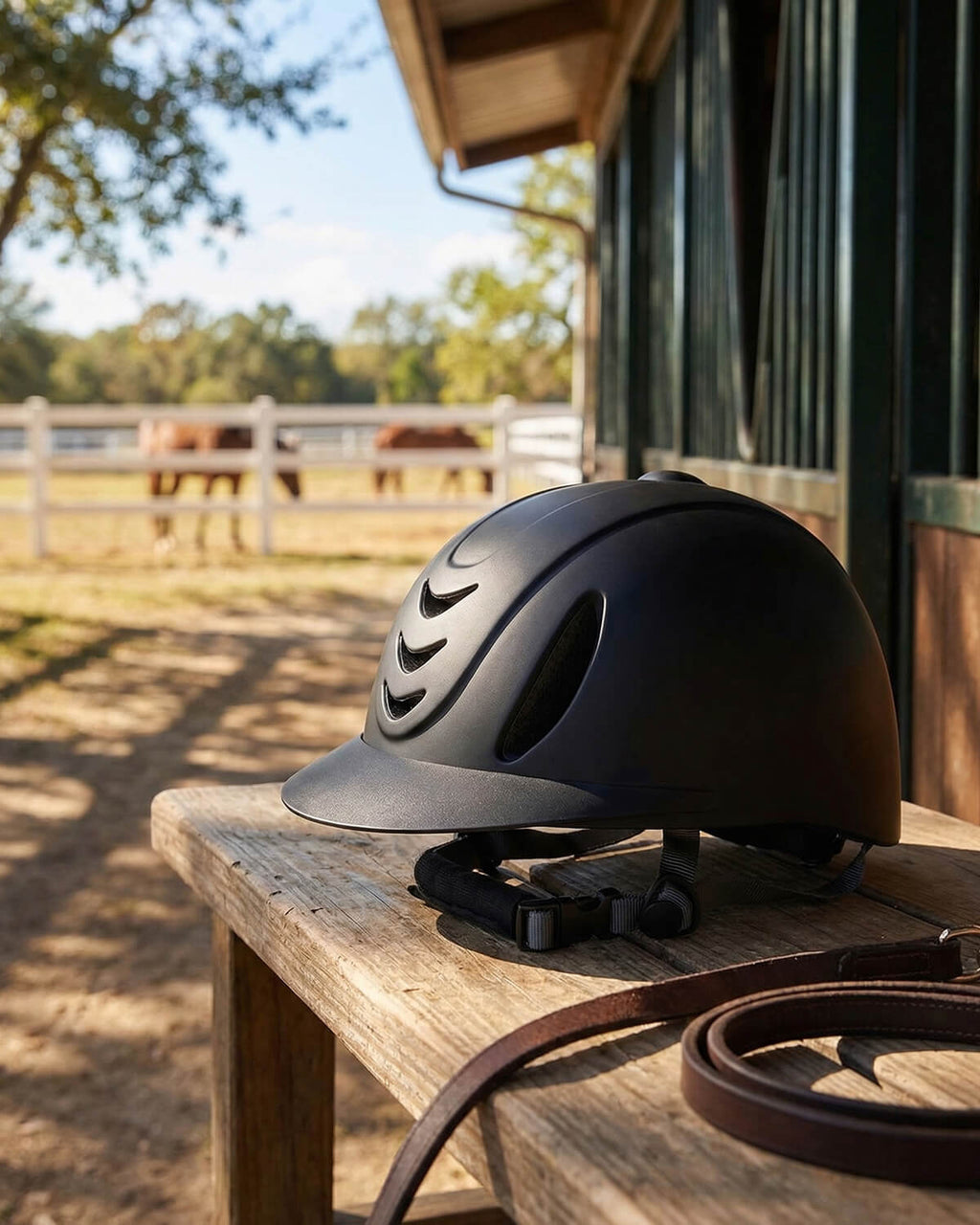 Equestrian Riding Helmet with Brim and Ventilation