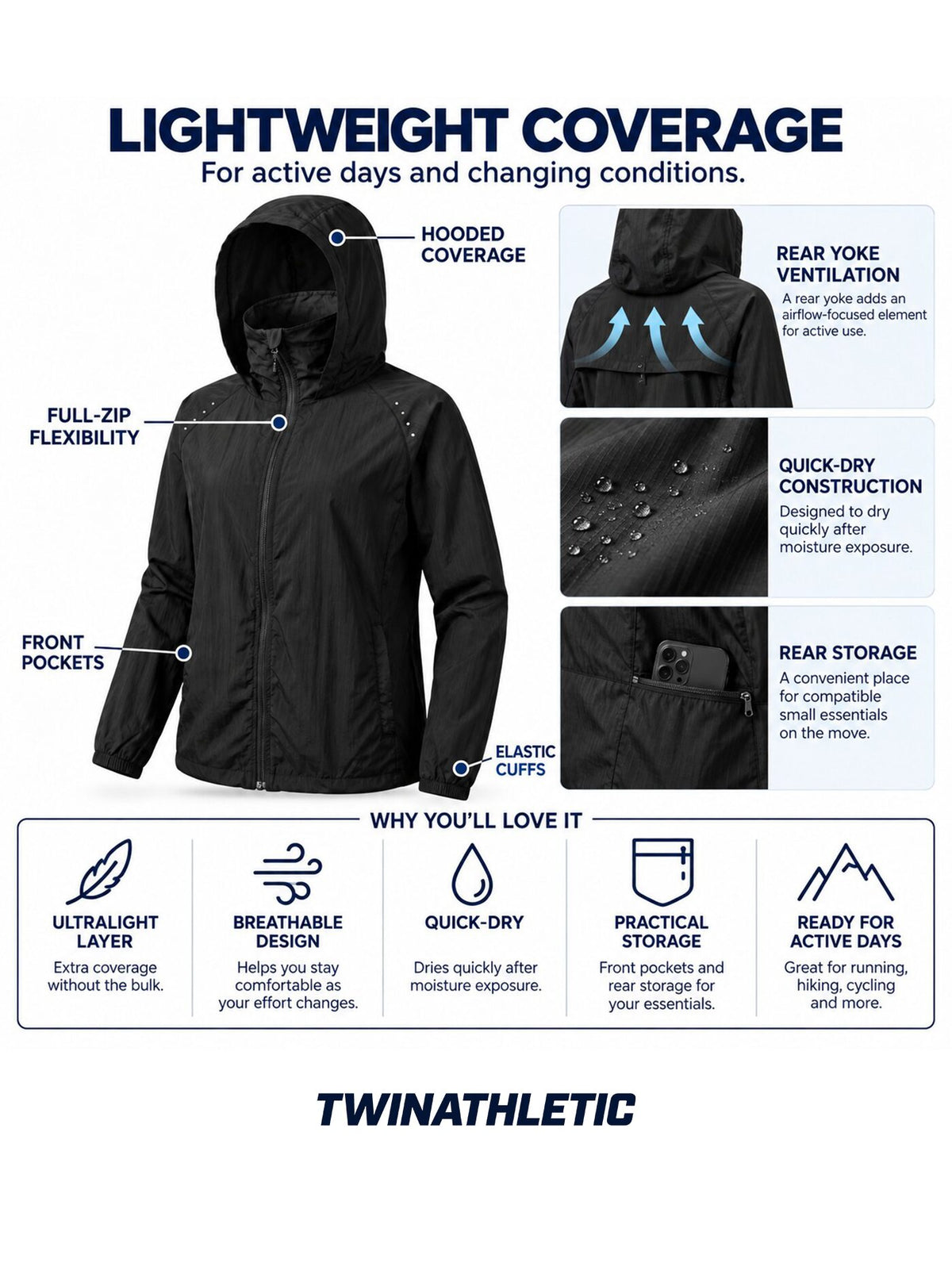Women's Ultralight Hooded Active Jacket