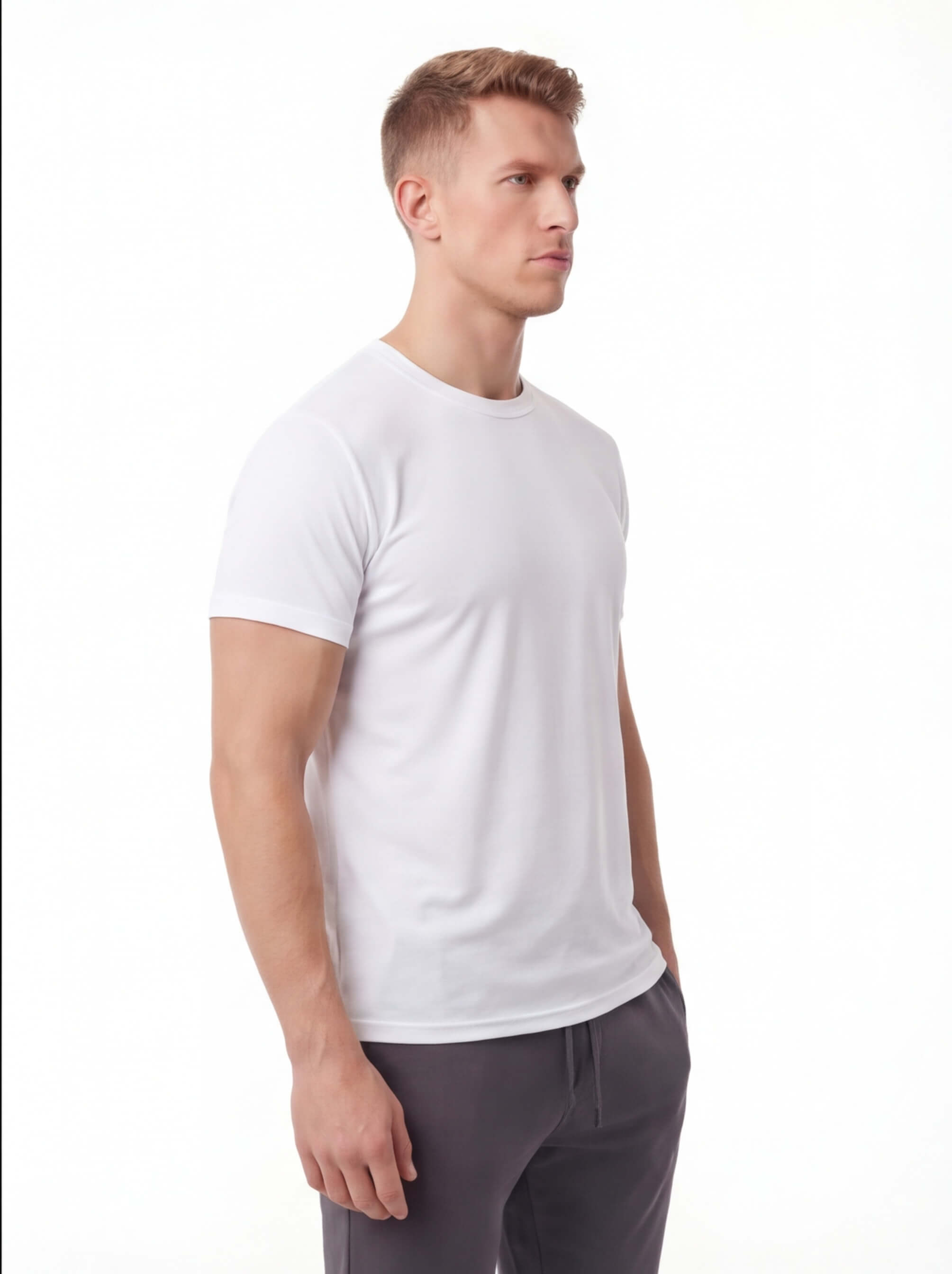 Men's Quick-Dry Gym T-Shirt with Crew Neck