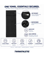 Microfiber Workout Towel with Zipper Pocket