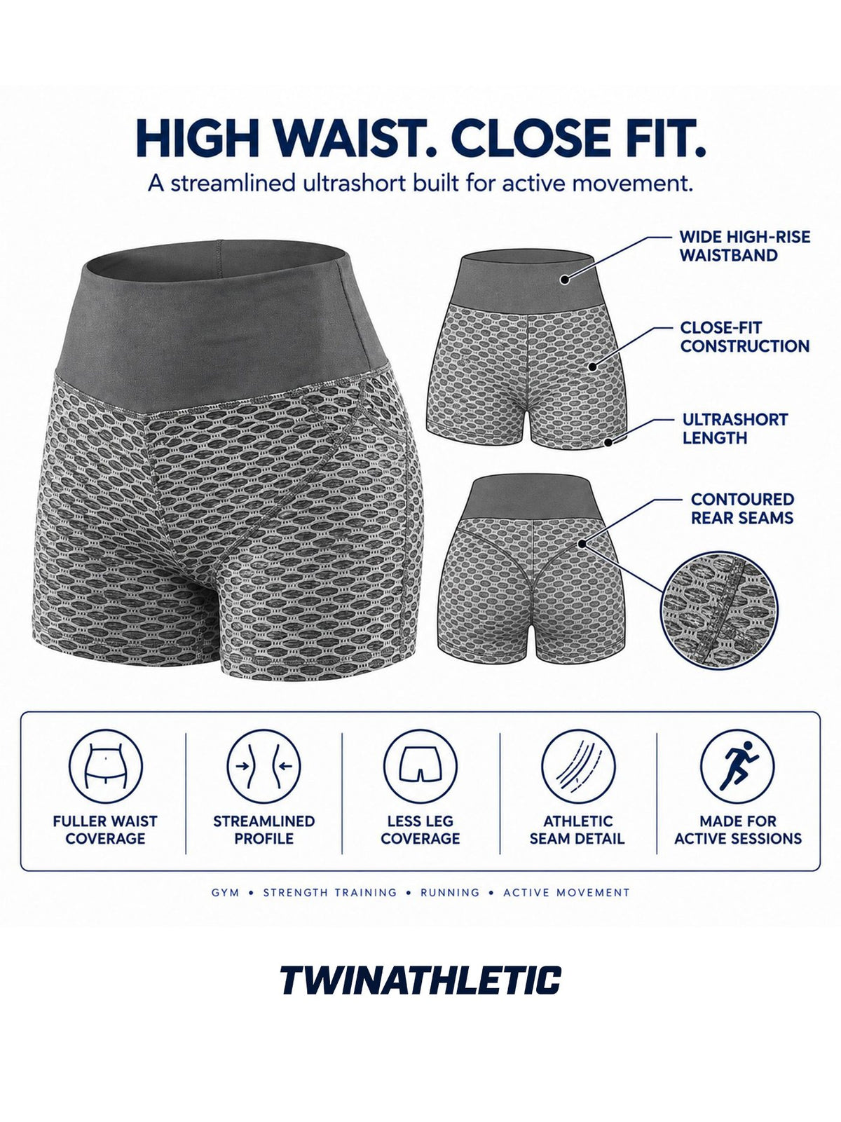 High-Waisted Compression Ultrashort Training Shorts