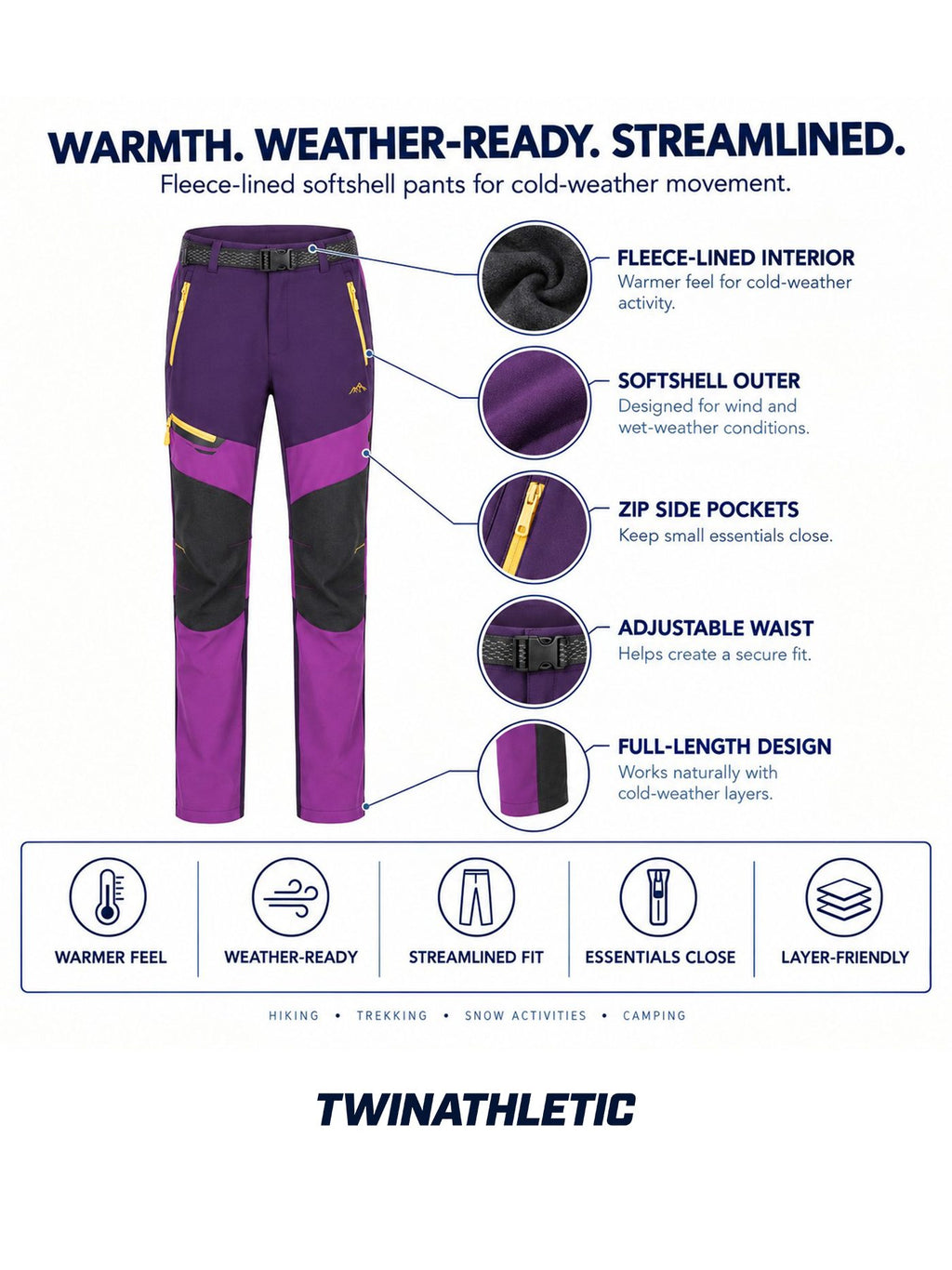 Women's Fleece-Lined Softshell Winter Pants
