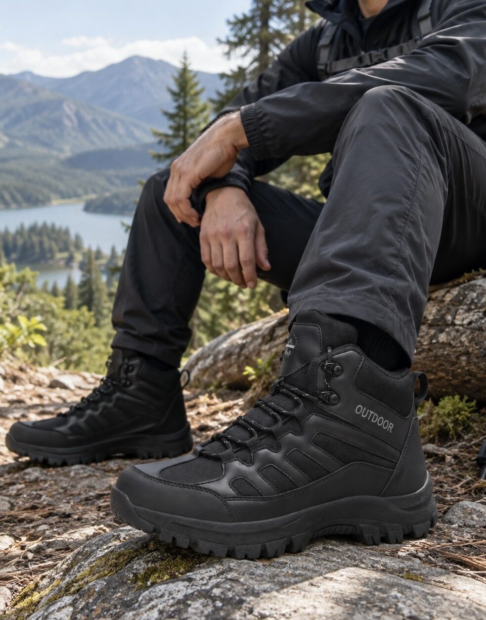 High-Cut Trail Hiking Boots with Deep Tread