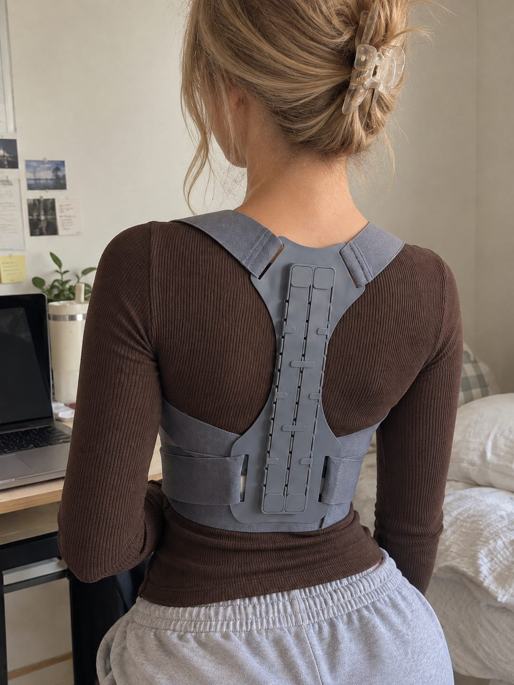 Adjustable Structured Upper-Back Posture Support Brace