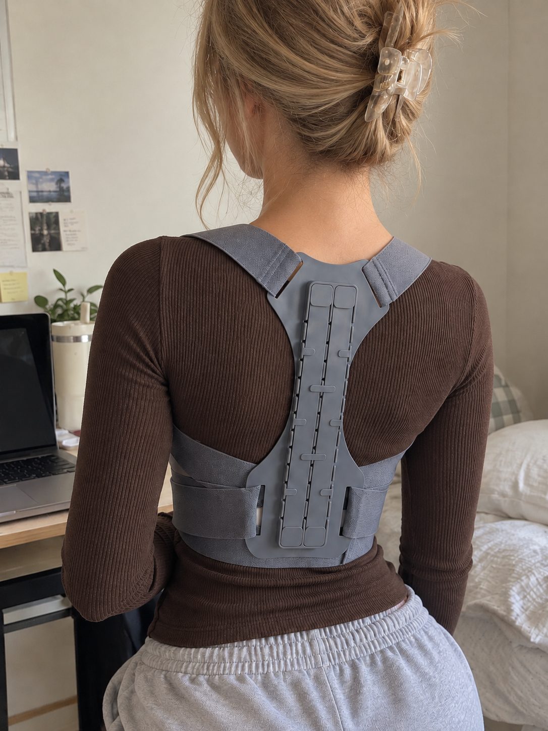 Adjustable Structured Upper-Back Posture Support Brace