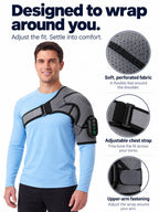 Rechargeable Heated Shoulder Support with Vibration