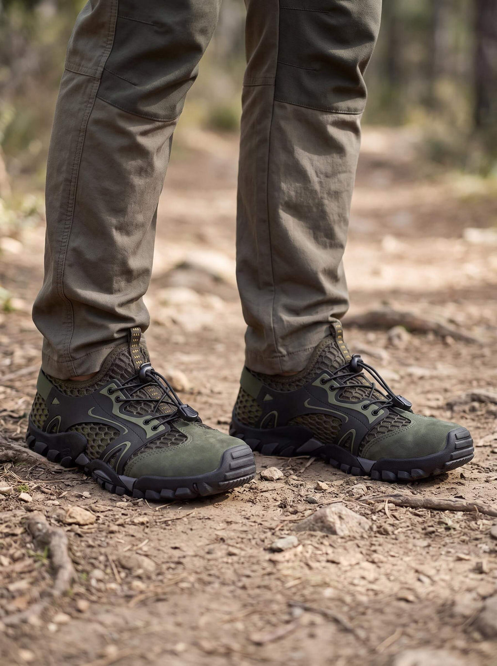 Open-Mesh Trail Shoes with Toggle Lacing and Rugged Tread