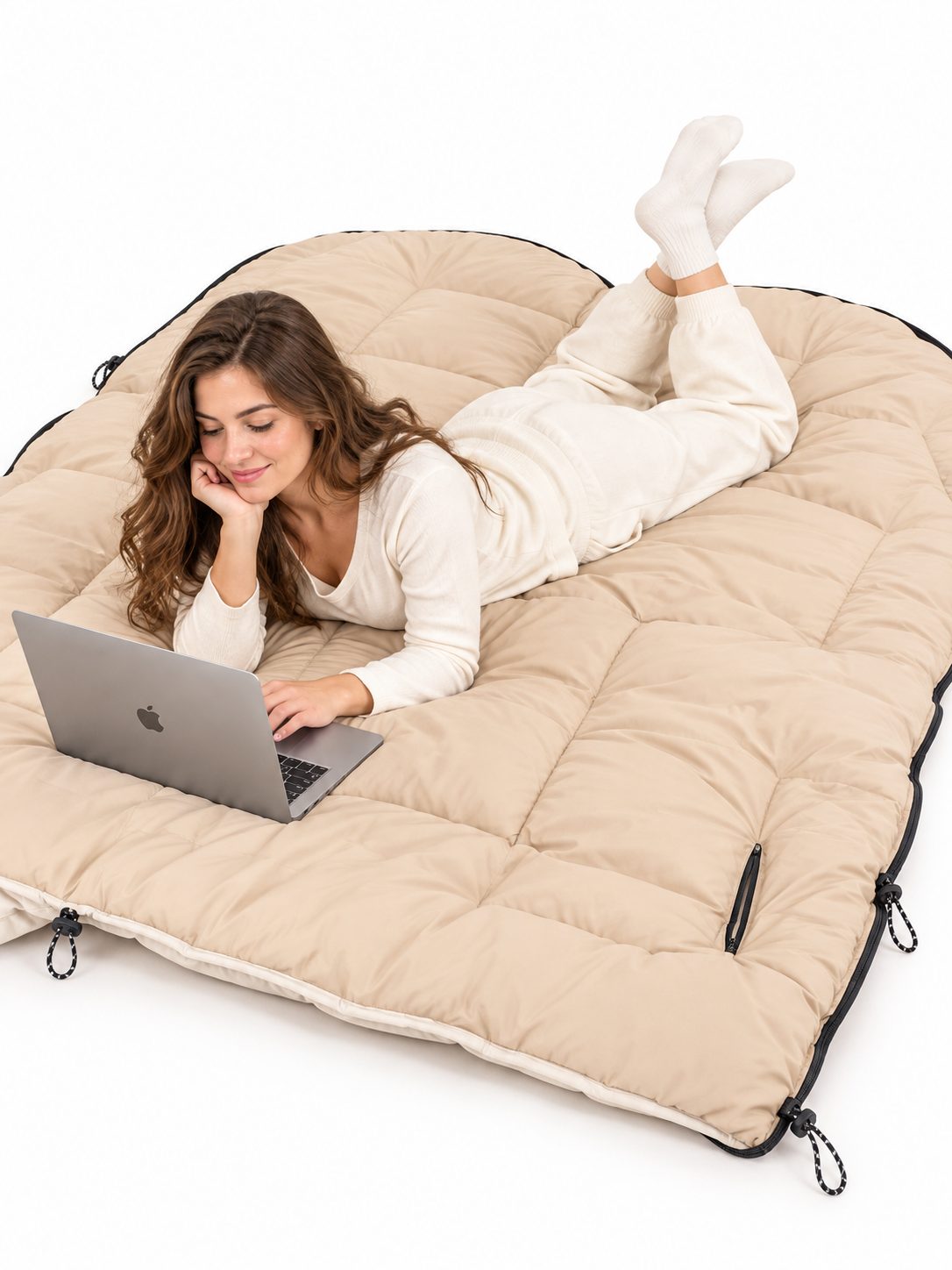 Duck-Down Cold-Weather Sleeping Bag with Arm Openings