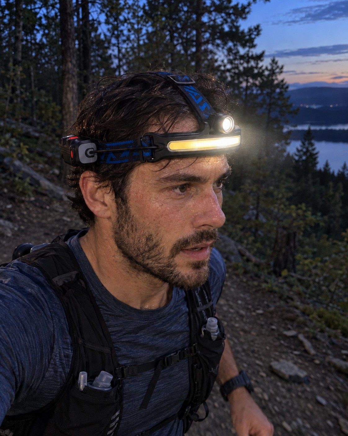 Rechargeable Dual-Beam Motion-Sensor Headlamp