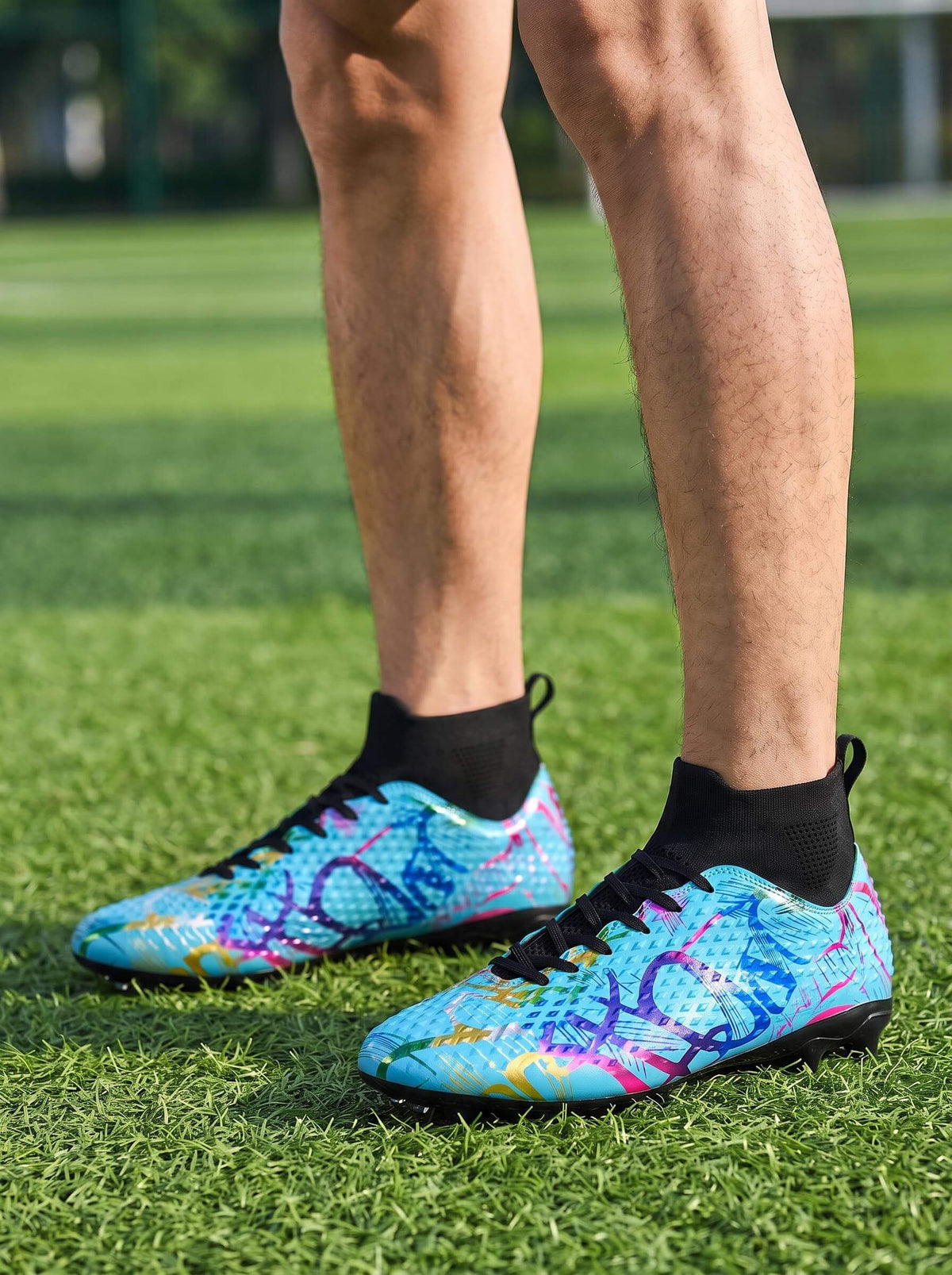 Soccer Cleats with Knit Collar and Textured Upper