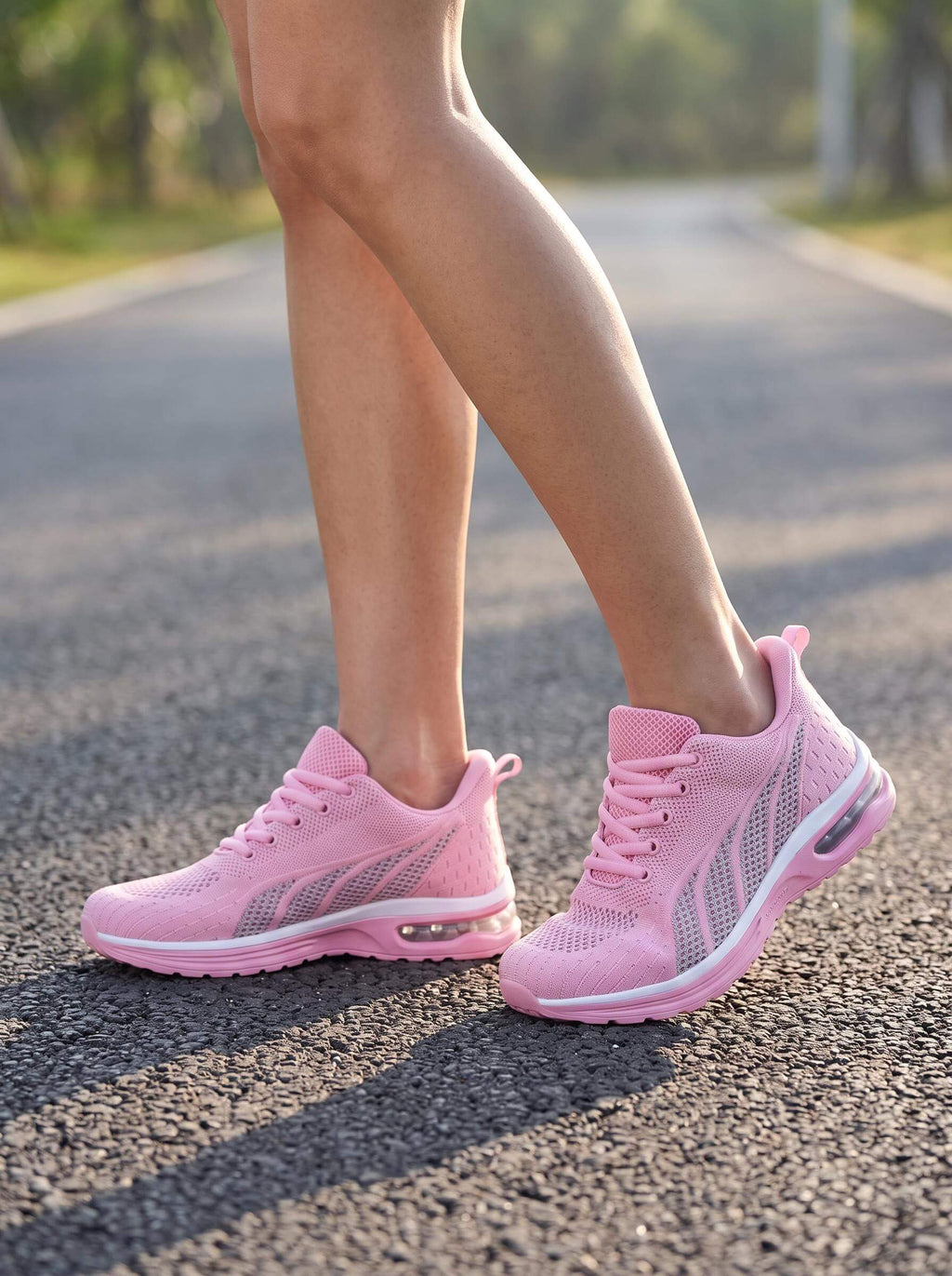 Cushioned Running Shoes with Breathable Knit Upper