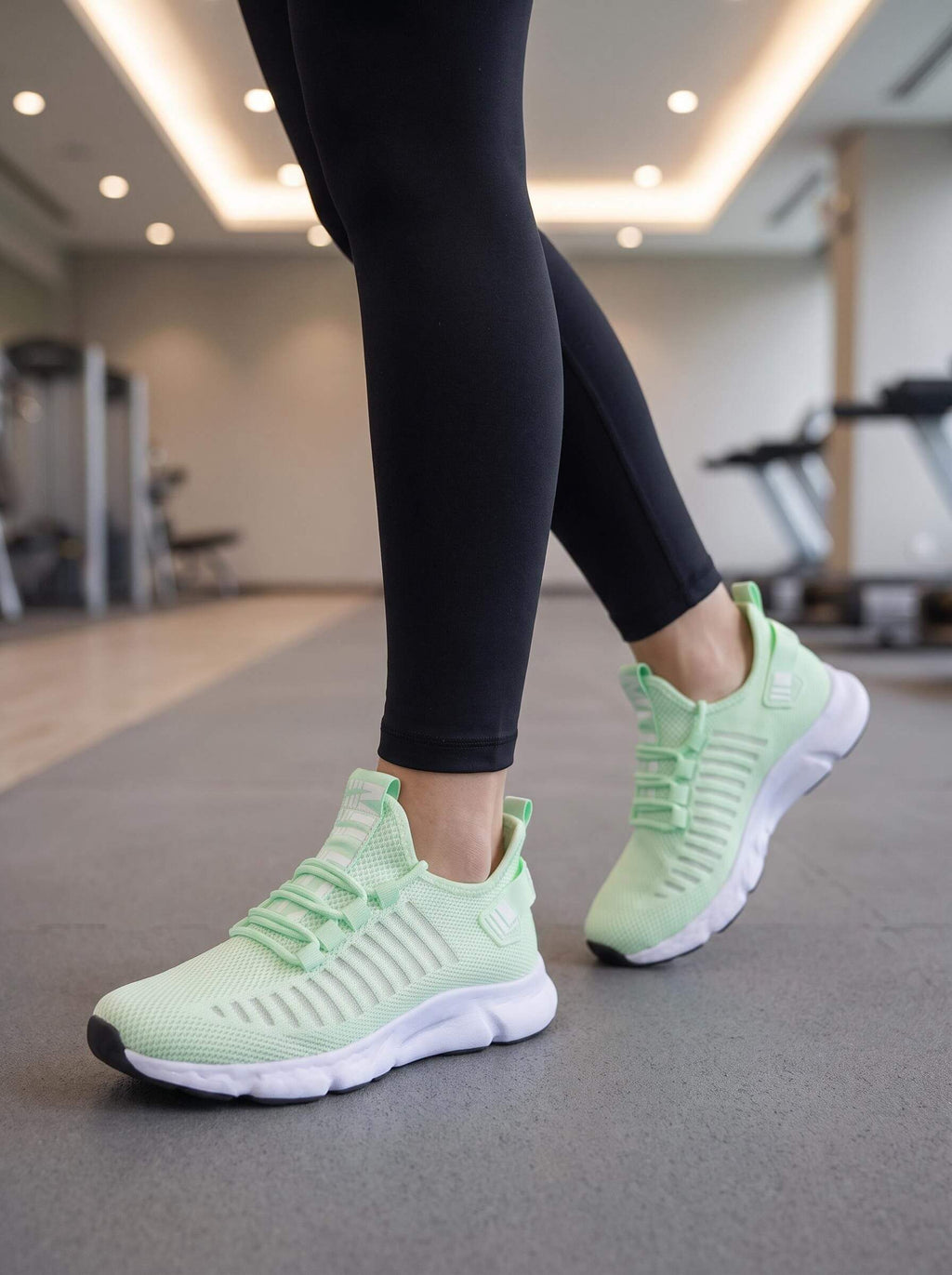 Slip-On Knit Trainers with Integrated Stretch Lacing