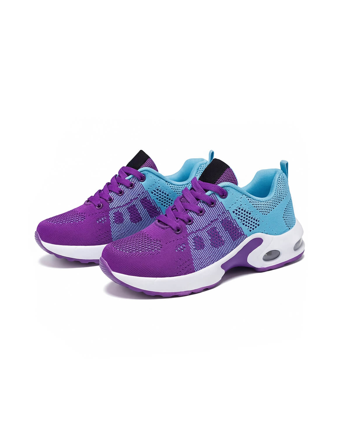 Air Cushion Knit Walking Sneakers with Lace-Up