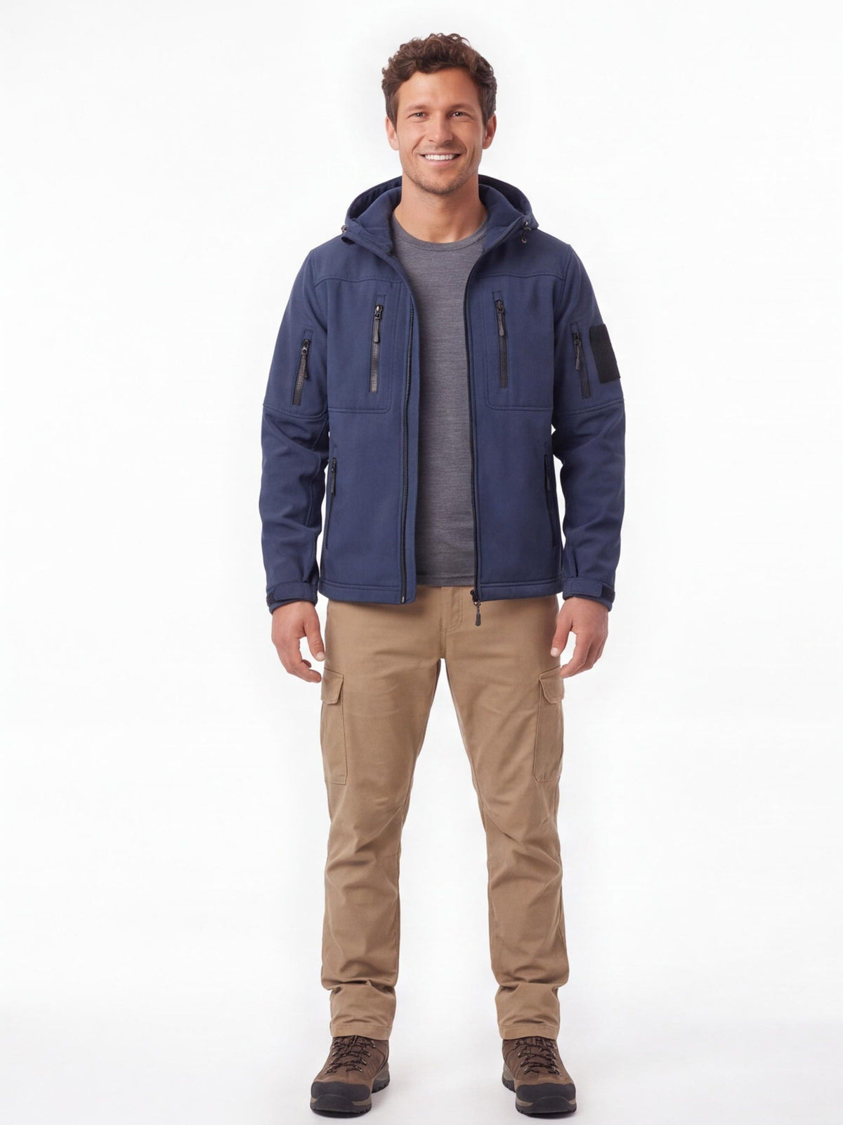 Men's Fleece-Lined Hooded Softshell Hiking Jacket