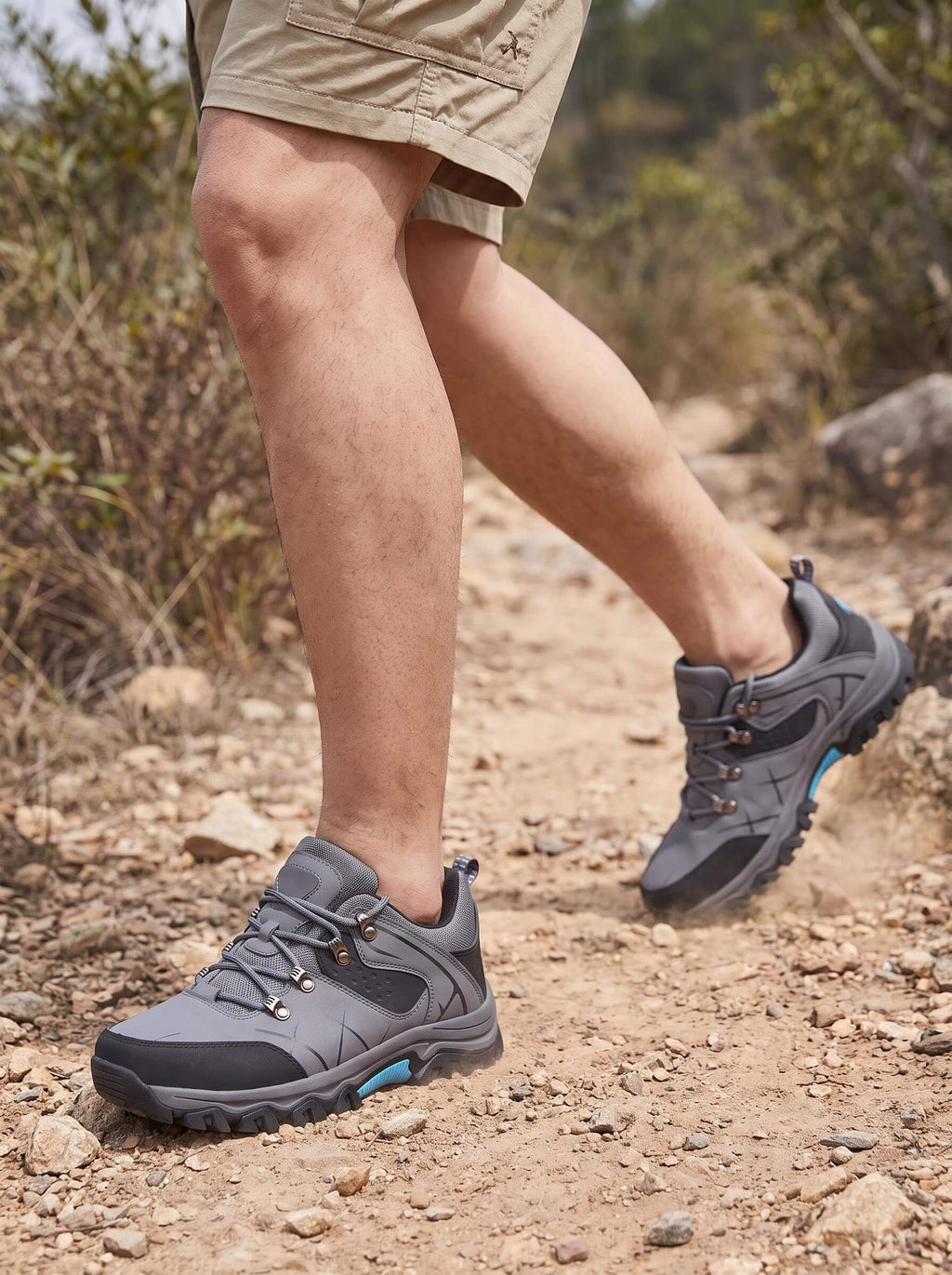 Rugged Low-Cut Hiking Shoes with Metal Eyelet Lacing