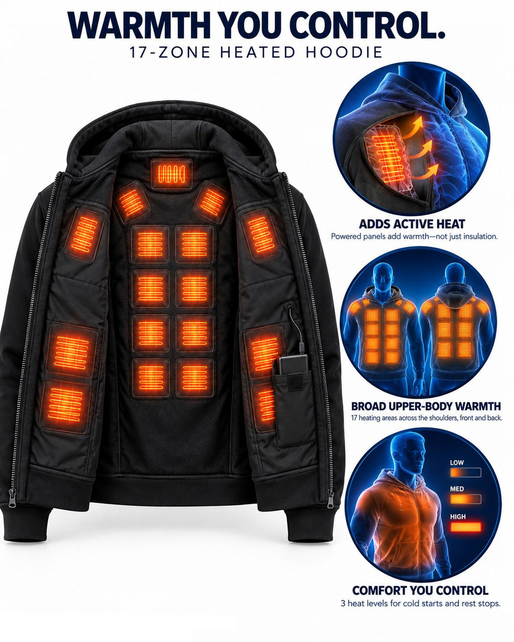 17-Zone Heated Full-Zip Hoodie