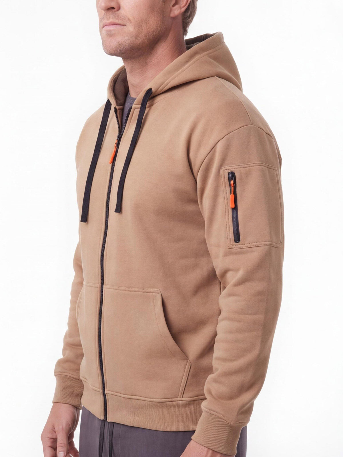 Full-Zip Training Hoodie with Zippered Sleeve Pocket