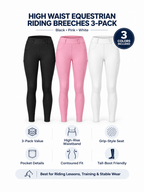 High Waist Equestrian Riding Breeches 3-Pack