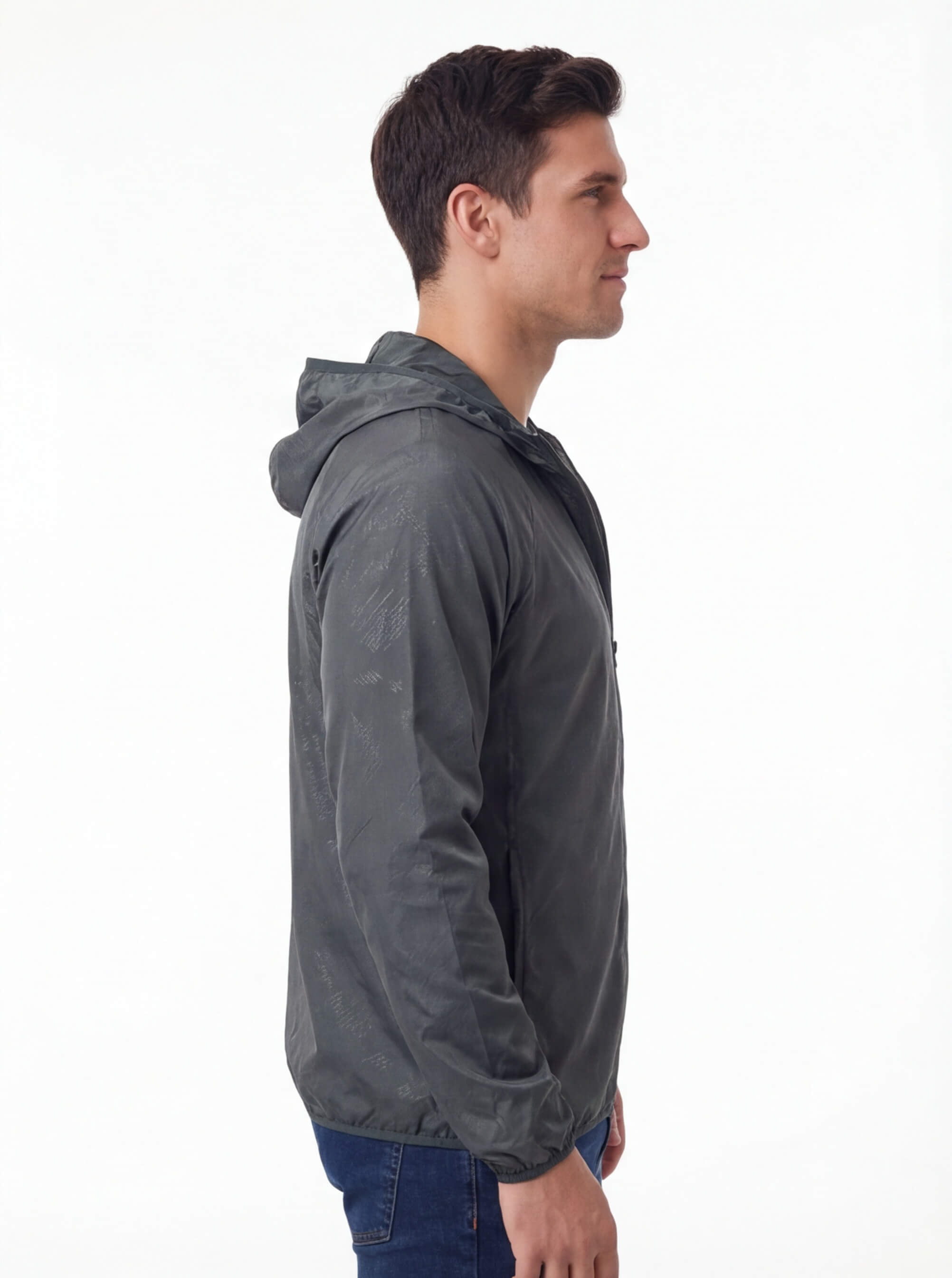 Hooded Waterproof Jacket with Full-Zip Front