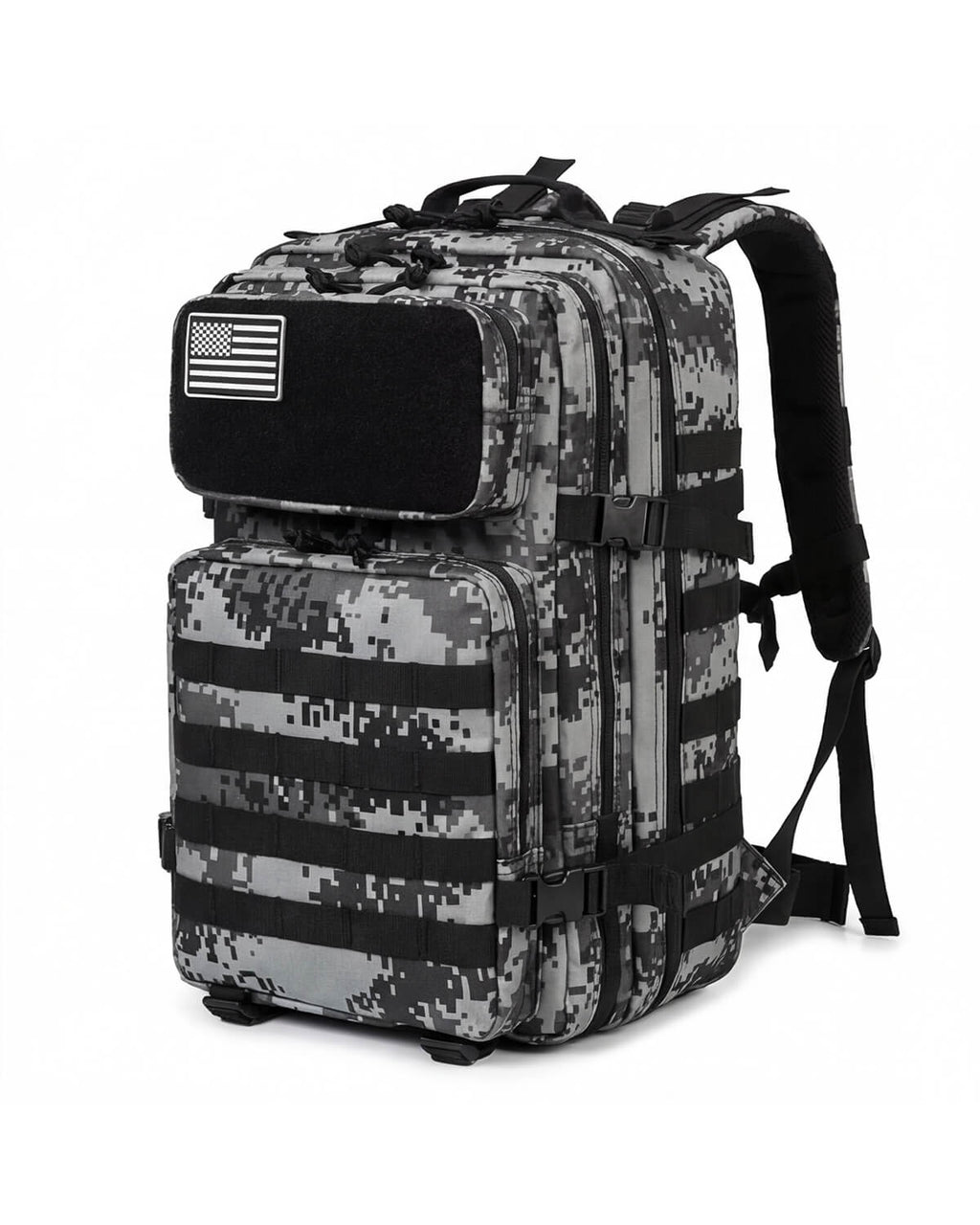 Tactical-Style Backpack with MOLLE Webbing and Patch Panel