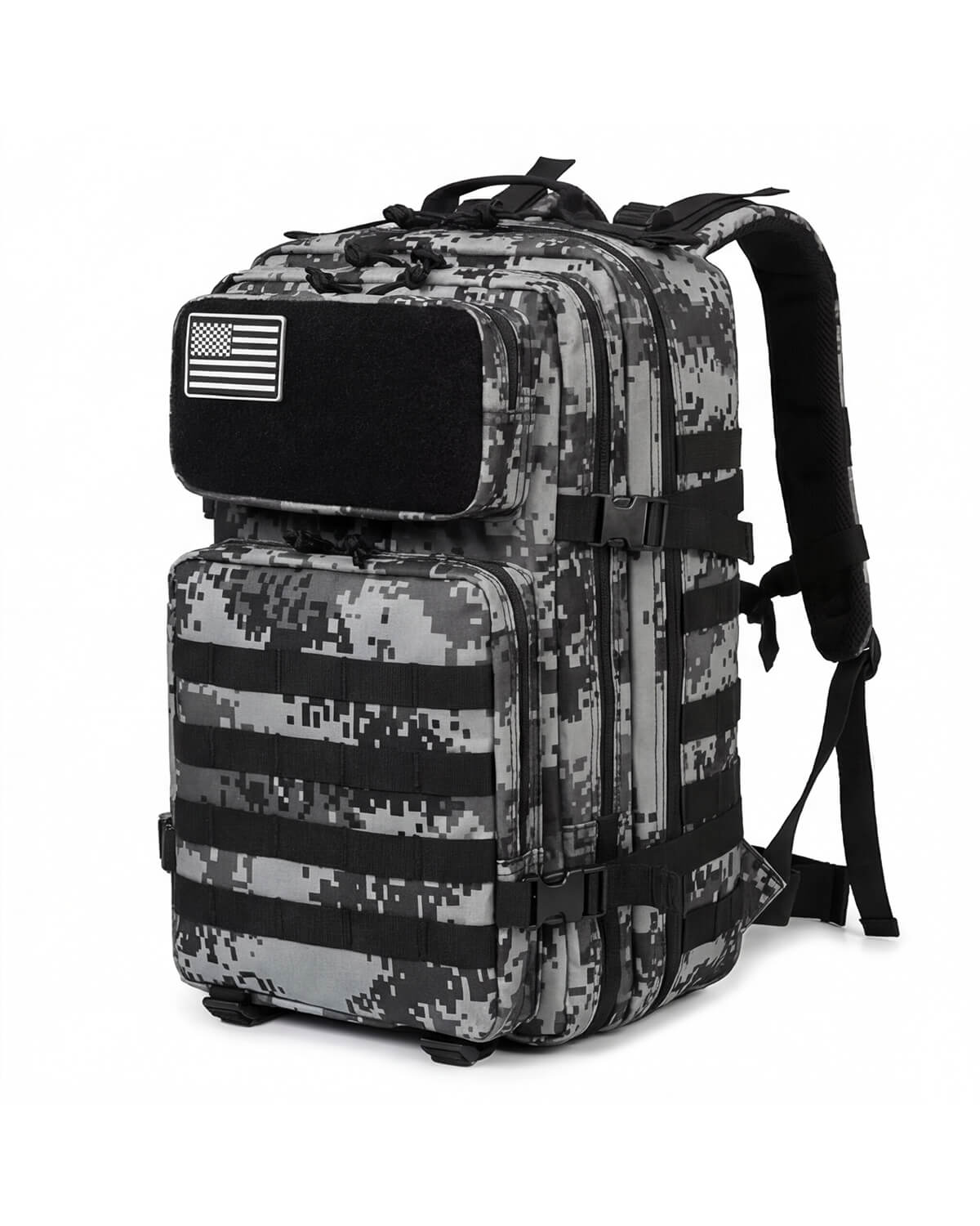 Tactical-Style Backpack with MOLLE Webbing and Patch Panel