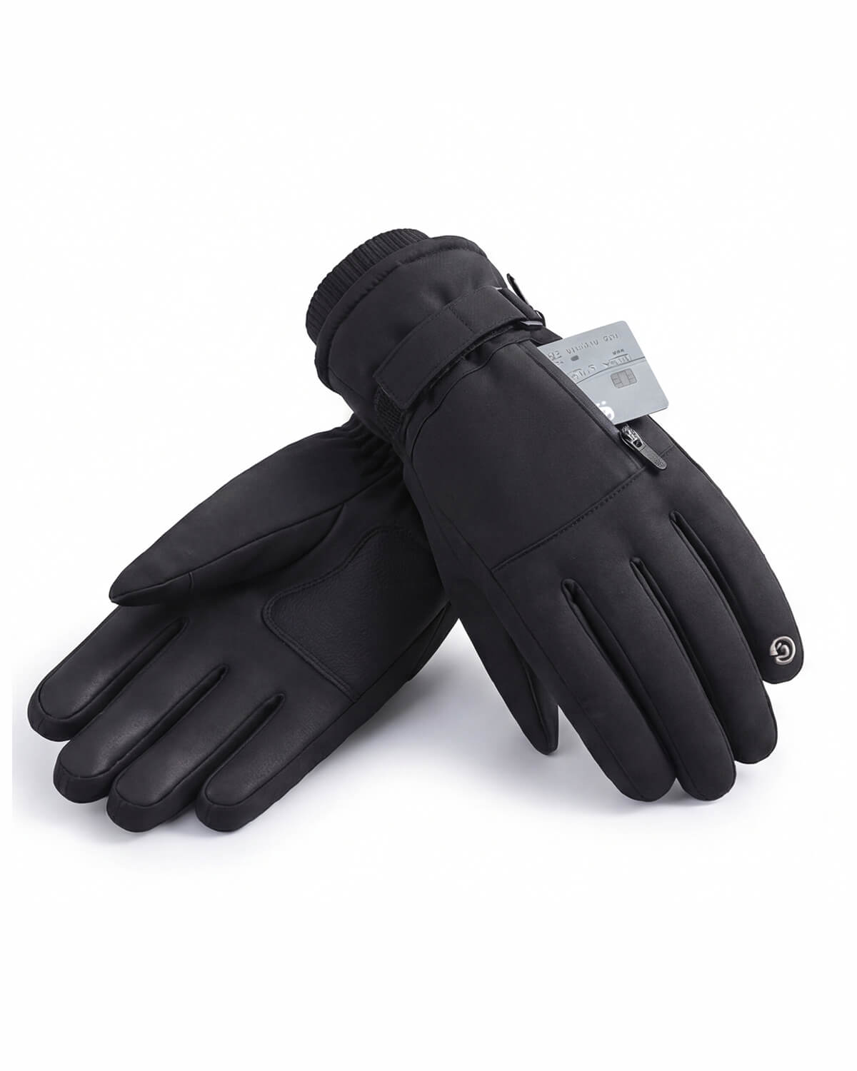 Insulated Winter Gloves with Wrist Strap and Pocket