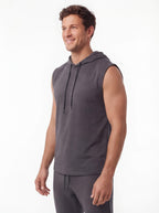Men's Sleeveless Hoodie Training Top with Drawcord Hood